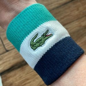 Lacoste tennis sweatbands (2) green, white & dark navy